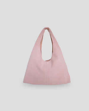 Big Vetta premium suede shoulder bag in pink - easy suede bag care with Indonesian leather