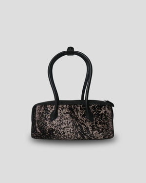 cila Cow Print genuine leather handbag Noir Bloom – one of a kind natural cowhide statement bag