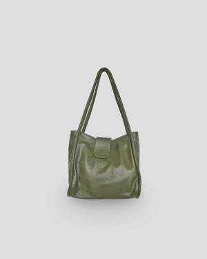 olive leather totebag