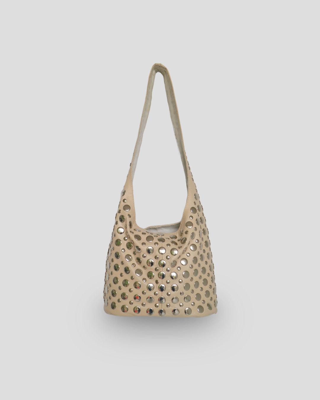 Medium Natural Kling Bag edgy genuine goat leather with silver studs