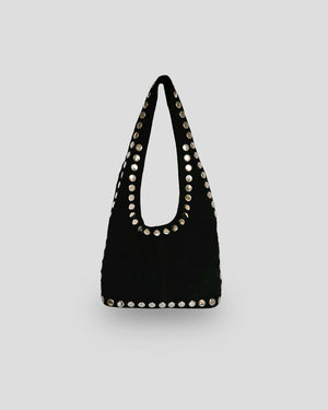 Black studded handbag
