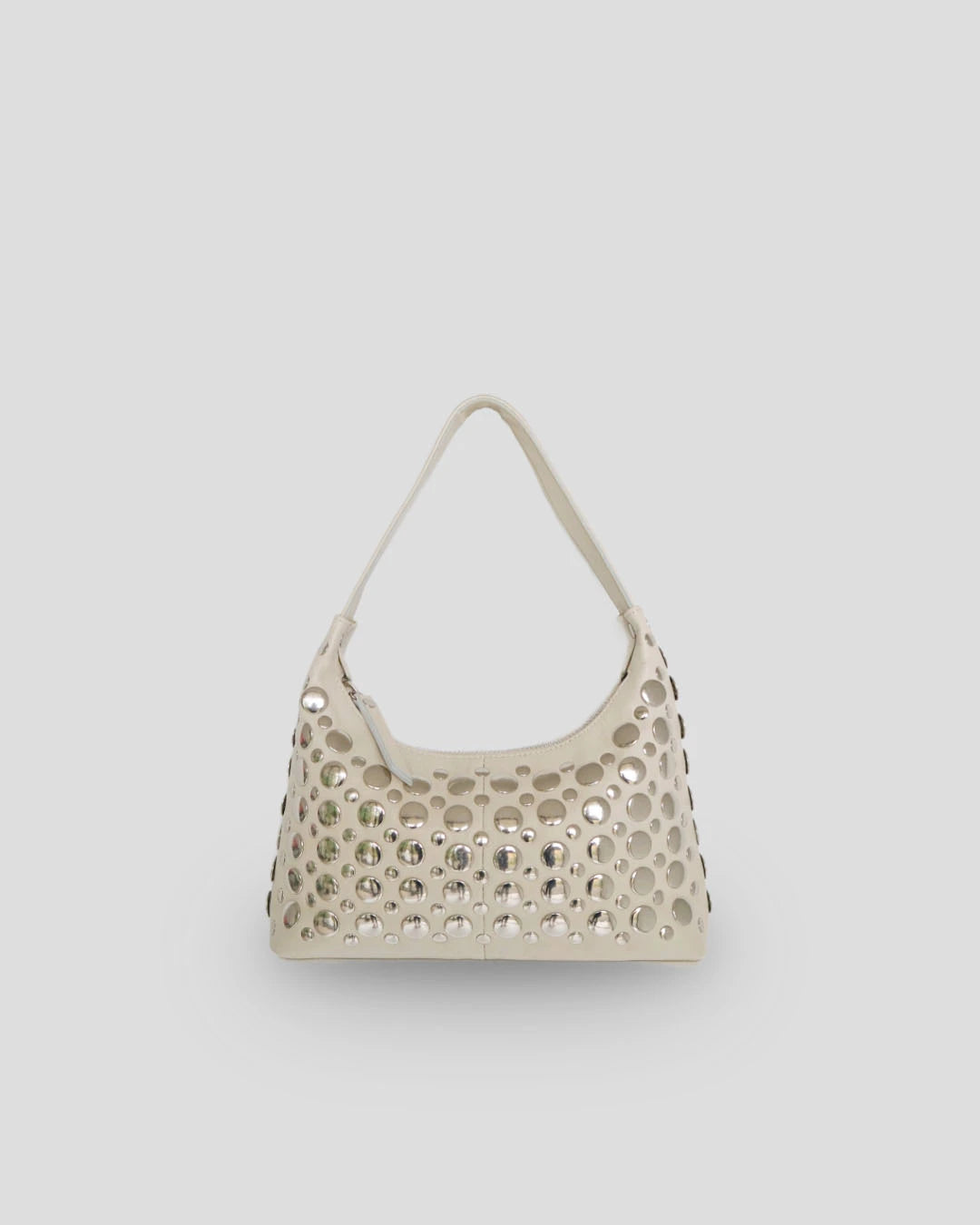 Beige handbag with studded