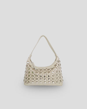 Beige handbag with studded