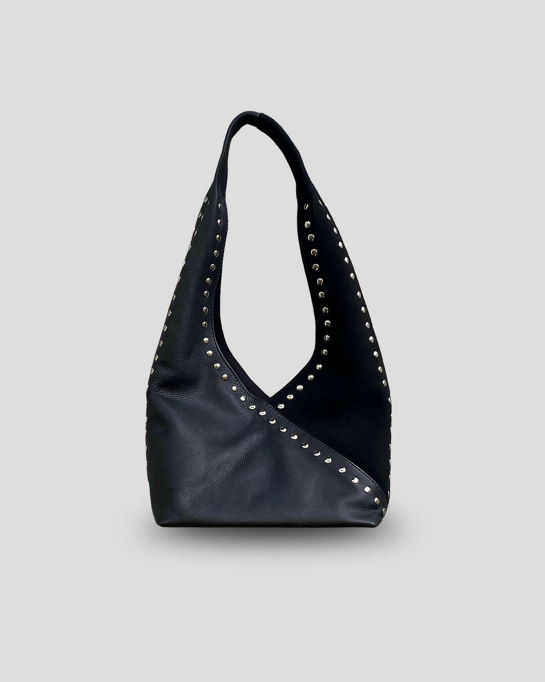 Genuine leather bag silver stud detailing showing premium Indonesian mixed leather craftsmanship