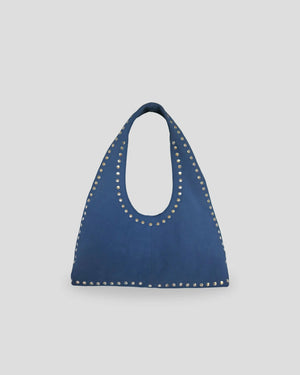 Dark blue Navya suede shoulder bag for women Canada metallic studs premium quality