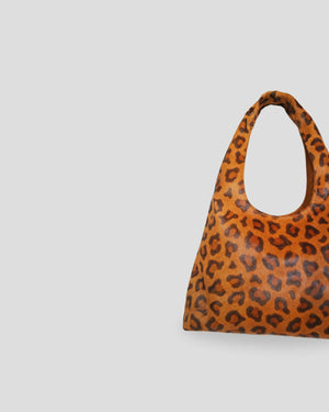 Cowhide animal print shoulder bag women Canada leather handle detail leopard motif