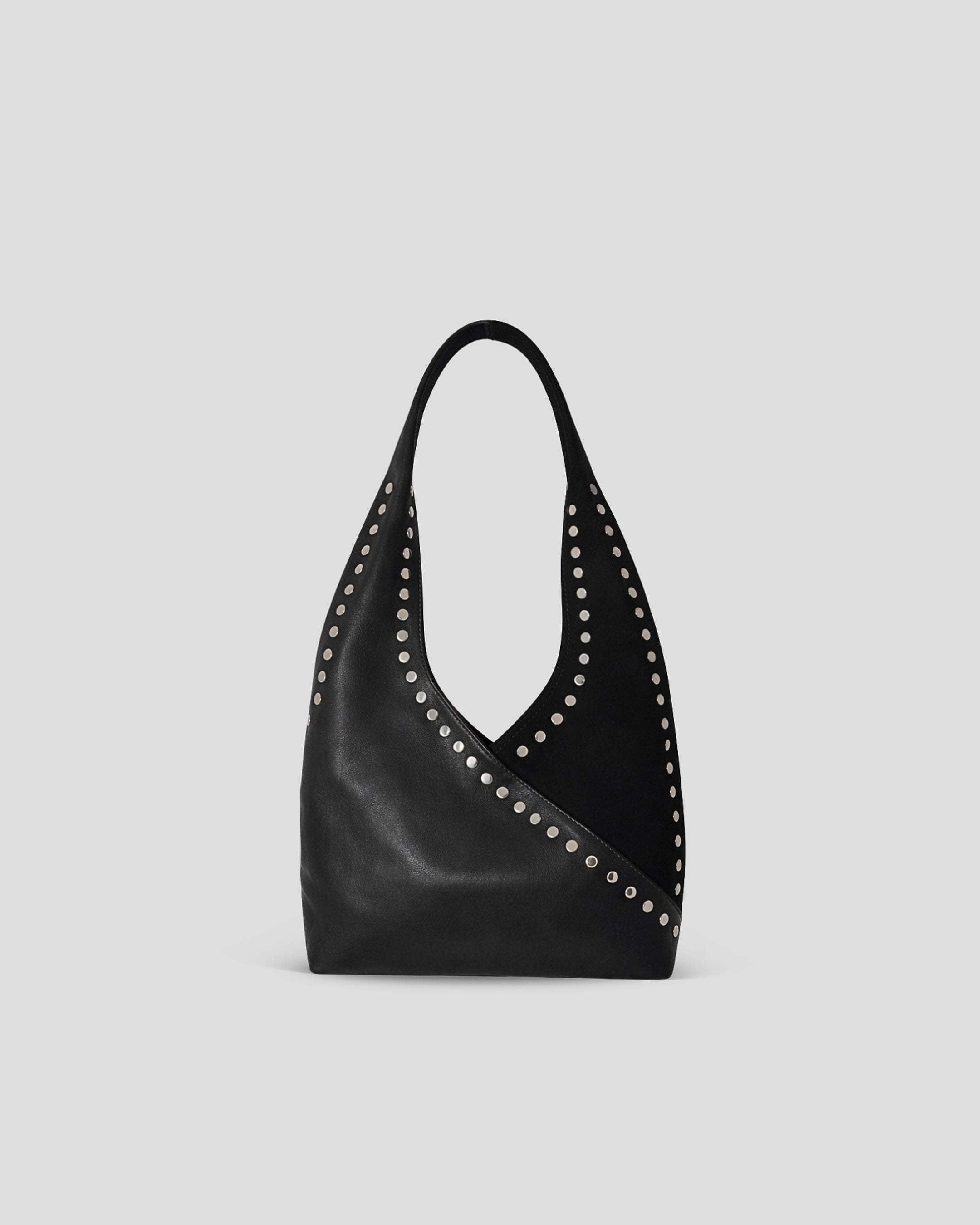 Genuine leather bag silver stud detailing showing premium Indonesian mixed leather craftsmanship