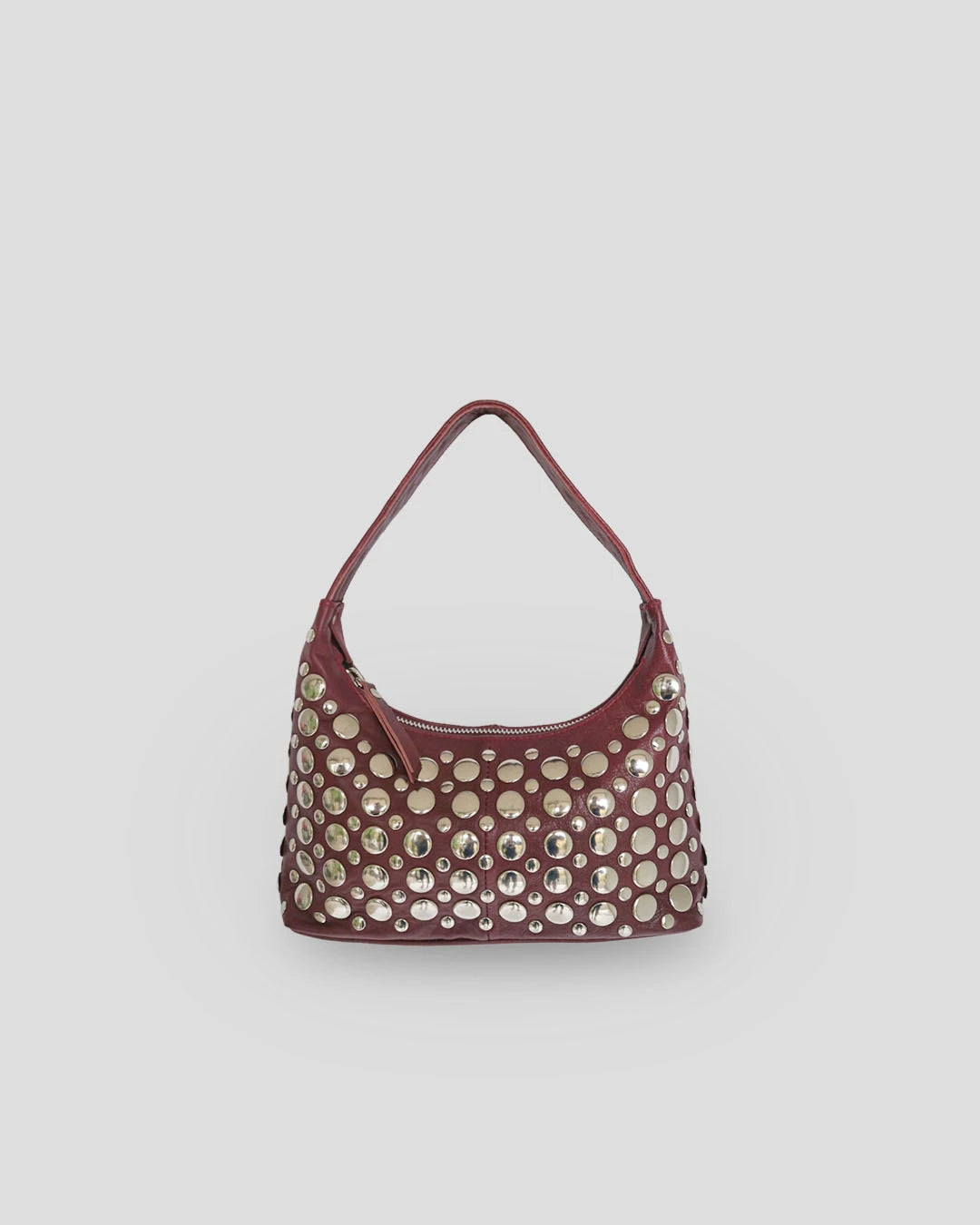 studded hadbag maroon in italy
