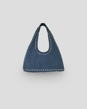 Blue handbag with studded details 
