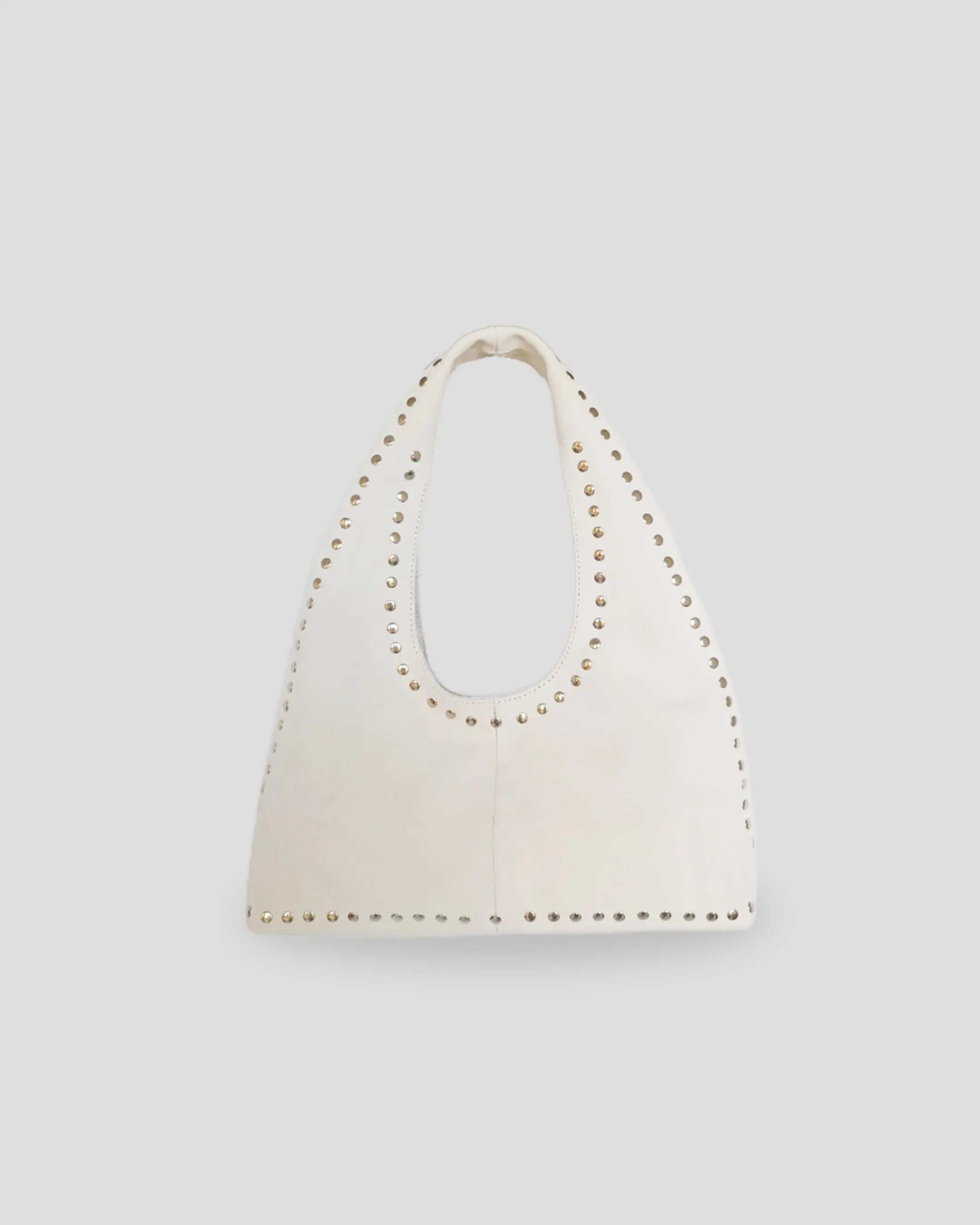 White studded shoulder bag women Dubai premium suede leather metallic accents luxury